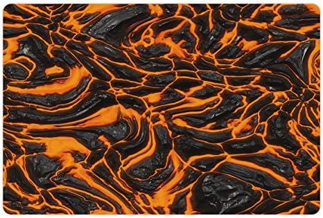 Lunarable Vulkán Pet-Mat az Étel, a Víz, a Vibráló lávafolyam Textúra Kép Égés Veszélyes Olvadt Magma, Téglalap Csúszásmentes gumiszőnyeg