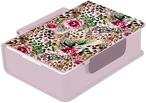 MNSRUU Bento Box Trópusi Dzsungel Leopárd, valamint Rózsa Virág Ebédet Bento Box Felnőtt Gyerekek 1000 ML Újrafelhasználható Étel