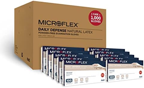 Microflex 10-754 Napi Védelmi egyszer használatos Latex Kesztyű tisztítására, az Étel Előkészítő w/Texturált Ügyében - Természetes
