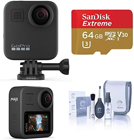 GoPro MAX Vízálló Kamera 360 + Hős Stílus Video Érintőképernyős, Gömb 5.6K30 UHD Videó 16.6 MP 360 Fotók 1080p Élő Streaming Alap Csomag 64