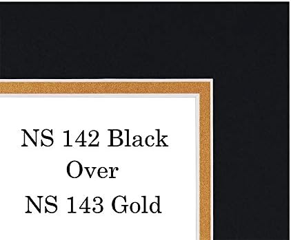 Csomag 32 8x10-es Fekete/Metál Arany Dupla Szőnyeg Mattes Fehér Core Ferde Vágás 5x7 Fotó + Hordozó + Táskák