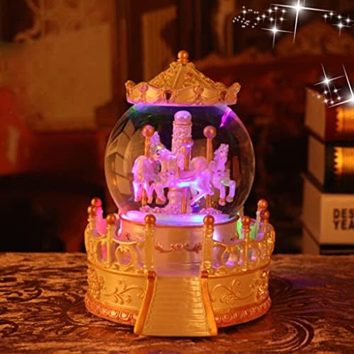 SLYNSW Körhinta Crystal Ball Music Box Dekoráció Fantasy Lebegő Hó Oktáv Doboz Lány Születésnapi Ajándék, Karácsonyi (Szín : Kék, Méret : 18.5