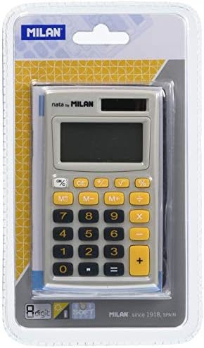 Kalkulator Milan kieszonkowy w etui 8 pozycyjny, szaro - pomaranczowy