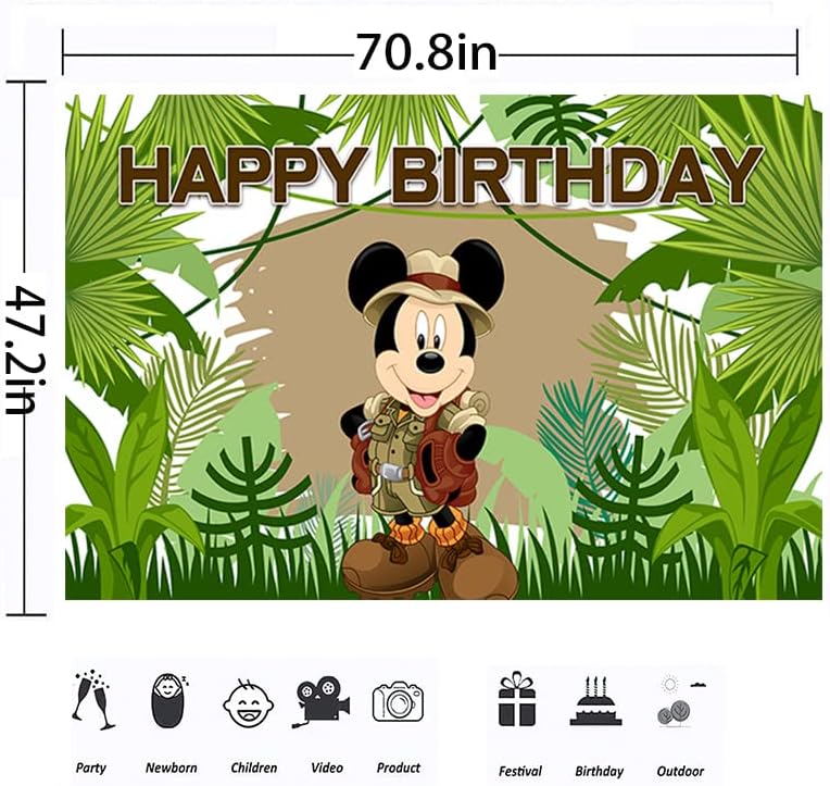 Zöld Vad Dzsungel Hátteret Szülinapi Parti Dekoráció Mickey Safari Banner a babaváró Party Kellékek 6x4ft