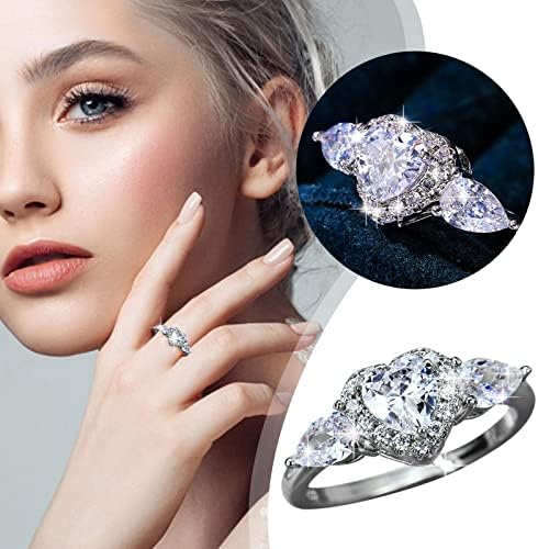 2023 Új Ezüst Nagy Szerelem Alakja Teljes Gyémánt Gyűrű Gyémánt Szeretet, Strasszos Teljes Diamond Ring Elegáns Geometria Strasszos