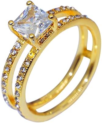 2023 Új Női Gyémánt Gyűrű, Eljegyzési Gyűrűk Nyilatkozat Gyűrűk, Minden Nő Nyugodt Gyűrűk, Szorongás (Arany, 5)