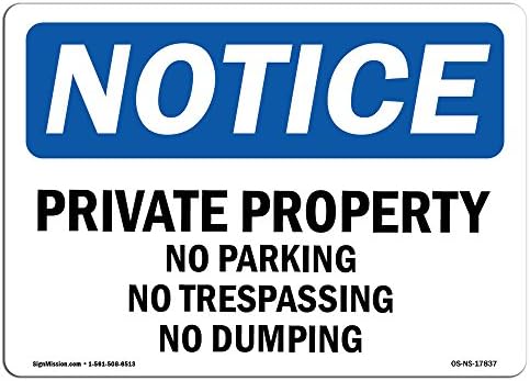 OSHA Észre, Jel - magántulajdon Nem lehet parkolni tilos az Átjárás | Pvc Címke, Matrica | Megvédje Az Üzlet, Építési telek | Made