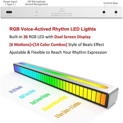 MÉH VEZETŐ RGB Hang-Control Ritmus Pickup, Fény, Hang-Aktivált Ritmus LED Fények, Zene Reaktív Alumínium Hangulat Lámpa Díszítésére Autó,