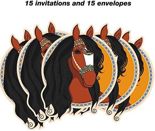 Póni Ló Szülinapi Meghívókat Ló Alakú, Töltse ki A Pályázati Készlet 15 Boríték Nyugati Cowgirl Cowboy Ló Felkéri Kártyák Bday