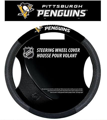 NHL Pittsburgh Penguins Poli-Velúr Kormánykerék Borító, Fekete,