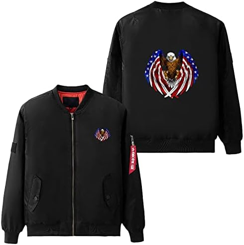 Amerikai Sas MAGYARORSZÁG Zászlót Kopasz Sas Férfi Repülés Kabát, Meleg Téli Kabát Zip Outwear a Zsebek