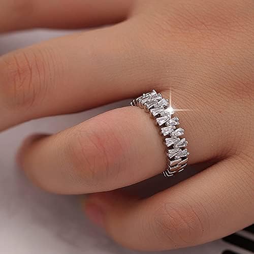 A nők Eljegyzési Gyűrűk Divat Dupla Sorok Strasszos Esküvői Gyűrű Geometriai Teljes Gyémánt Gyűrű Női Ékszerek, Ajándékok Ígéret Gyűrű
