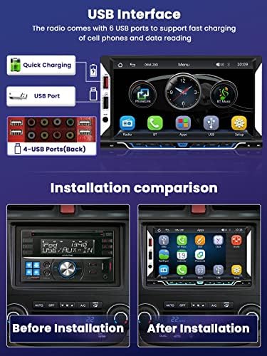 Dupla Din autórádió Vezeték nélküli Carplay Vezeték nélküli Android Auto Autós Navigáció 7 Hüvelykes Érintőképernyő Autó Rádió Biztonsági