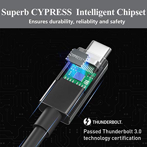 ITD ITANDA Thunderbolt Kábel 3 1.6 ft, USB C-USB-C Kábel Támogatja a 100W Gyors Töltés/ 40Gbps Adatátvitel/ 5K@60hz vagy Kettős
