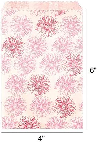888 Kijelző USA, Inc 200 db 5 x 7 Virág Papír Ajándék szatyor Bevásárló Értékesítési Tote Bags Fehér, Rózsaszín, Piros Virág Design